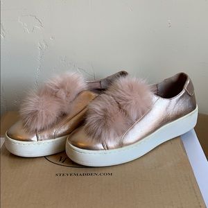Steve Madden blush/champagne slip ons.